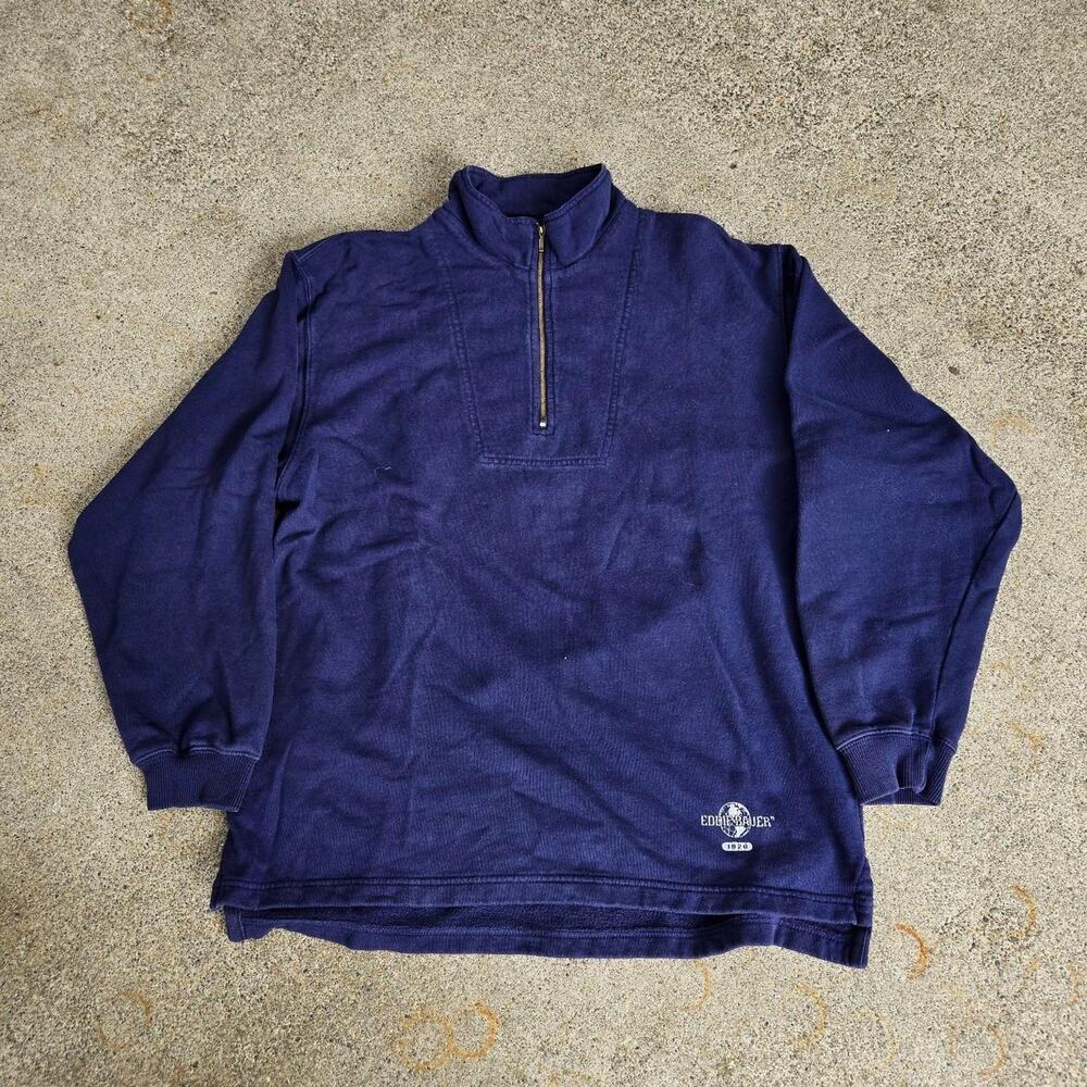 Vtg 90s EDDIE BAUER Eb Tek Globe Logo Outdoors Gorp 1/4 Zip Sweatshirt Lg Fit